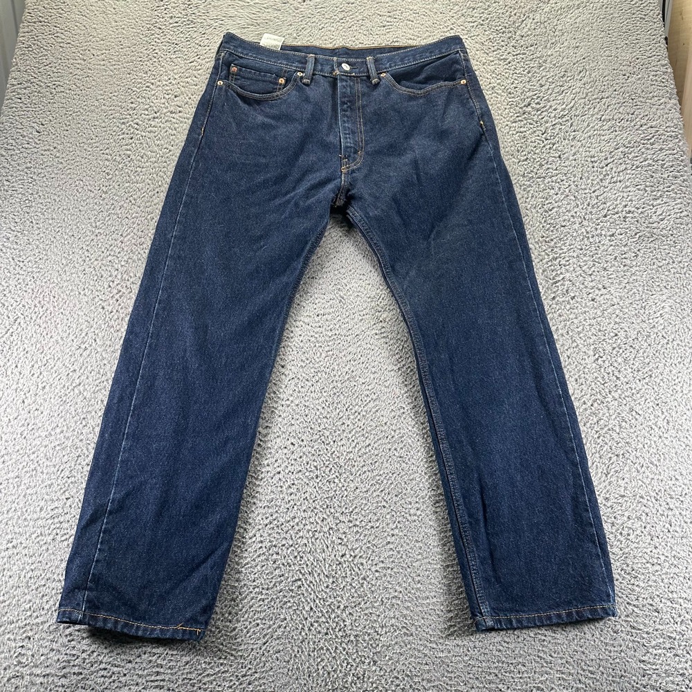 Levi's 505 Jeans Mens 36x30 Blue Cotton Denim Straight Leg Workwear Dark‎ Wash